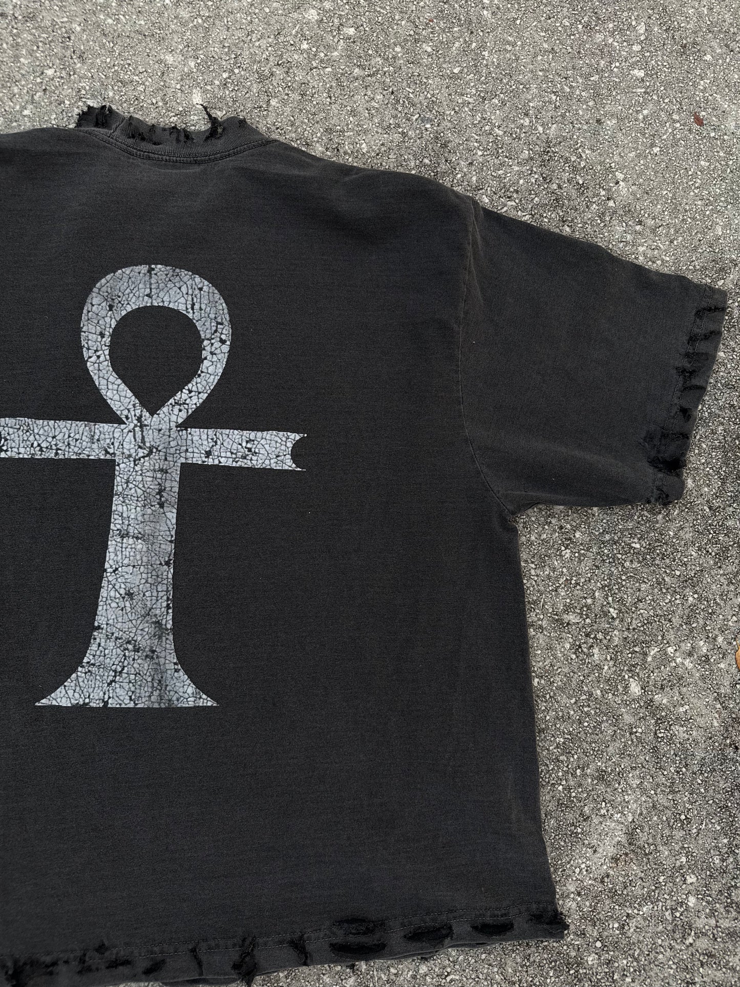 Dark Grey Hand distressed Short Sleeve Tee