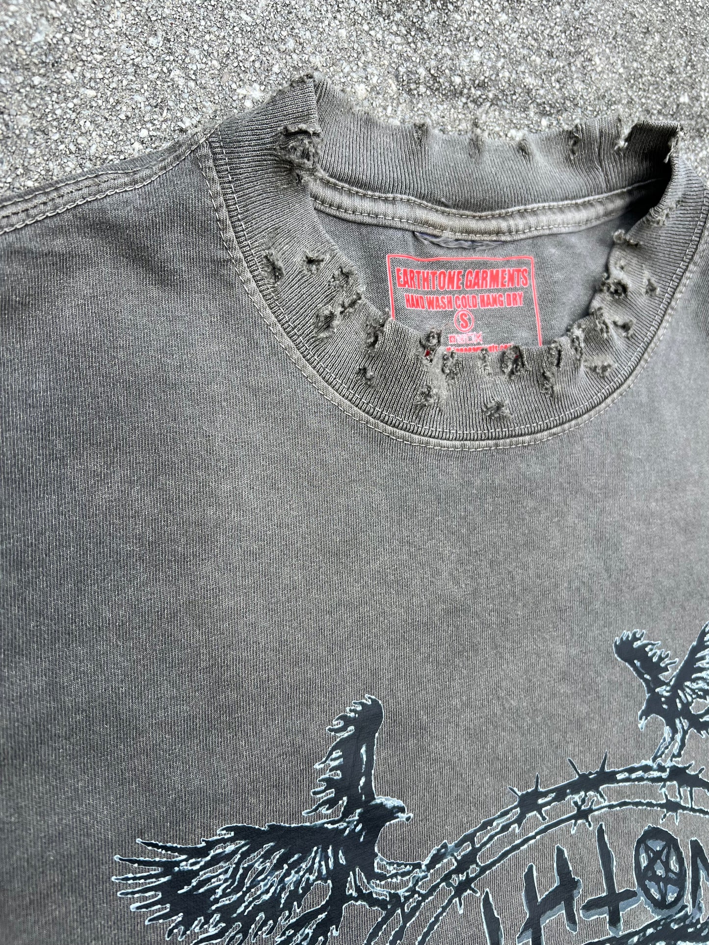 Dark Grey Hand Distressed Short Sleeve T-Shirt