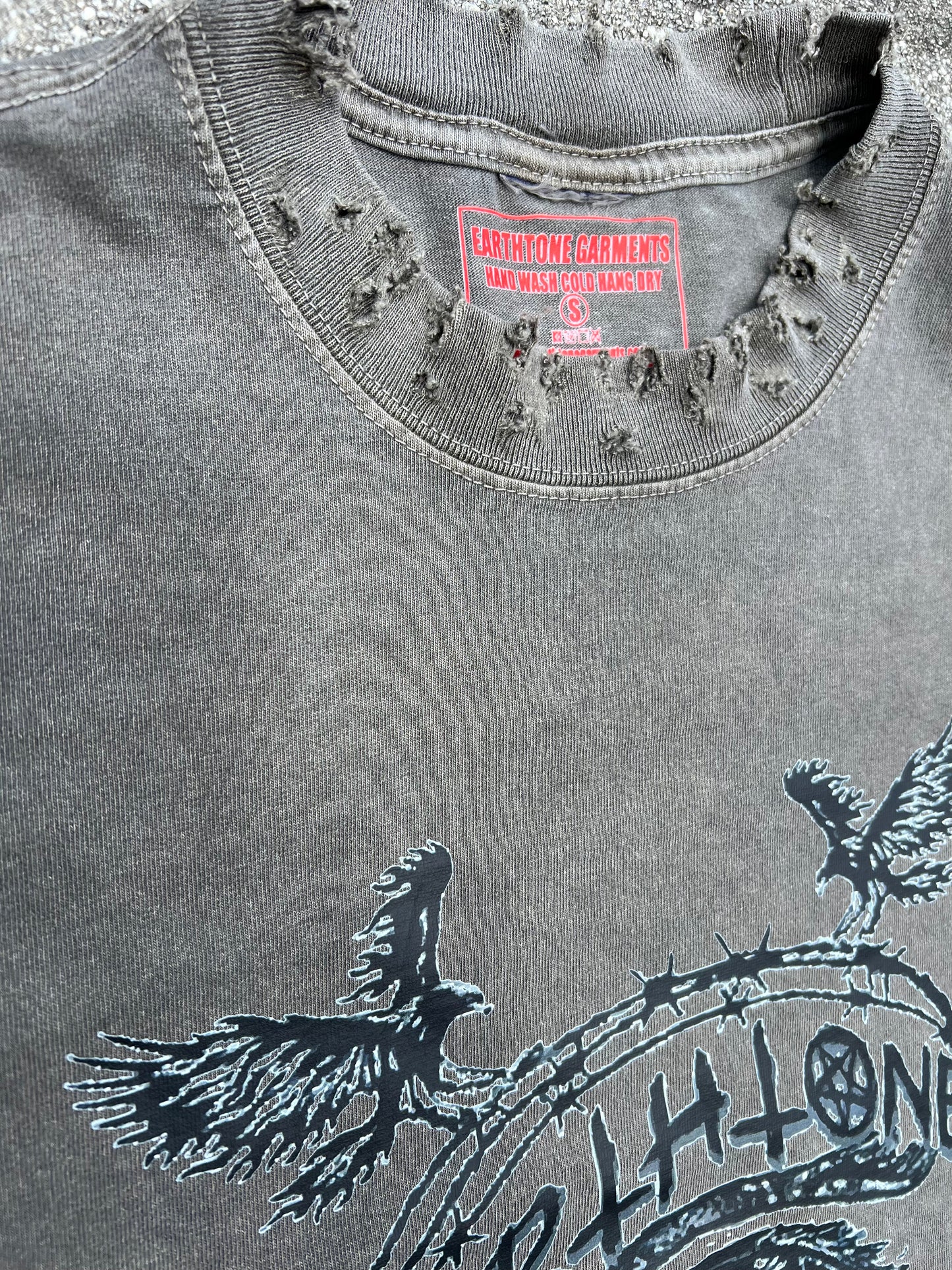 Dark Grey Hand Distressed Short Sleeve T-Shirt