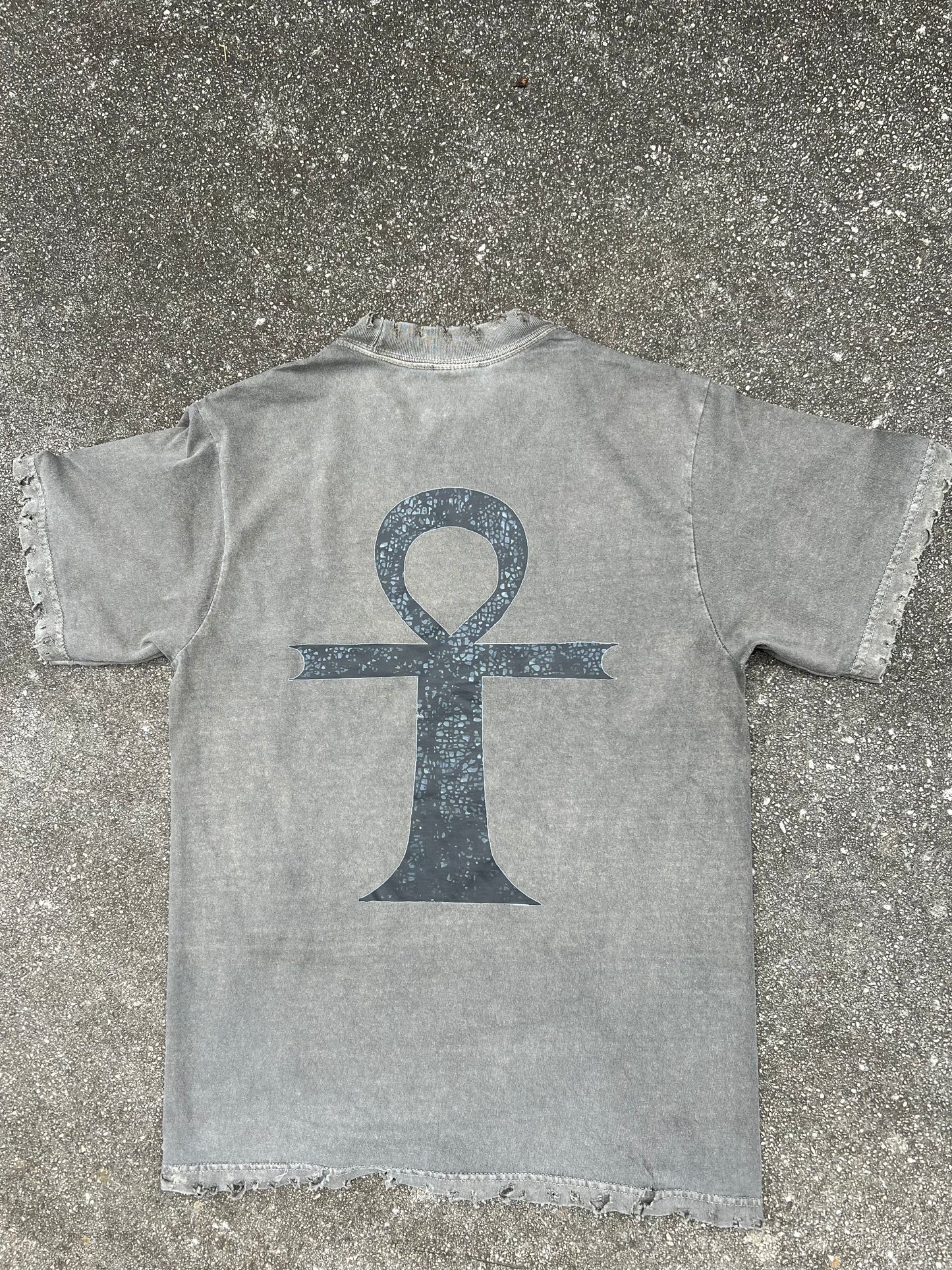 Dark Grey Hand Distressed Short Sleeve T-Shirt